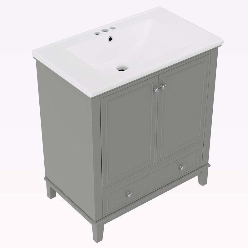 Meuble-lavabo 30 po avec lavabo, Gris