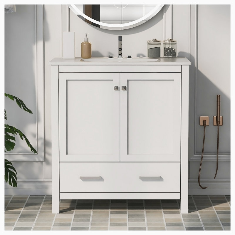 Ensemble de meuble-lavabo simple avec plateau 18,30 Letellier, Blanc