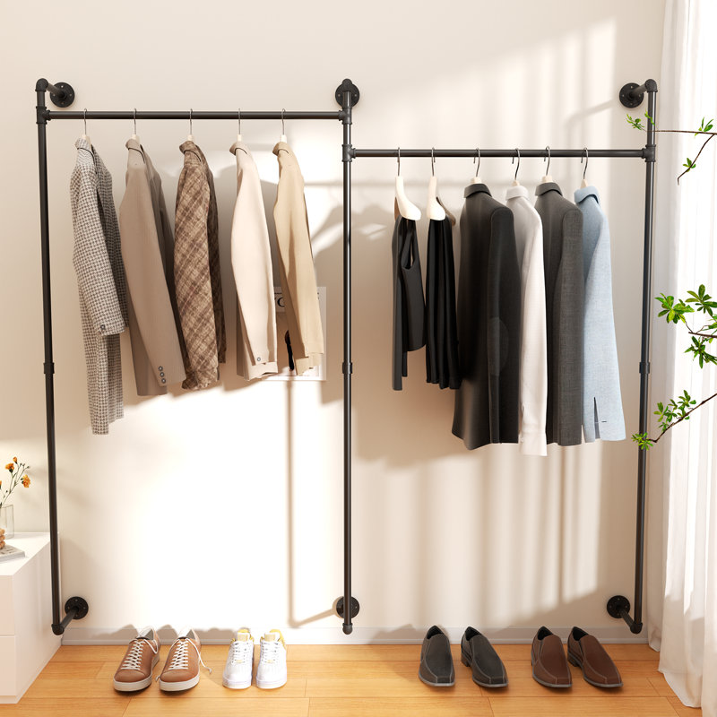 Maggio 205Cm Wall Mounter Clothes Rack, Black