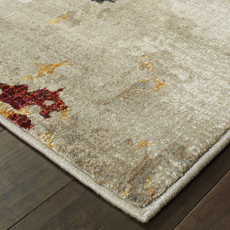 Tapis beige tissé à la machine Knox, Forme rectangulaire 1 pi 10 po x 3 pi 2 po