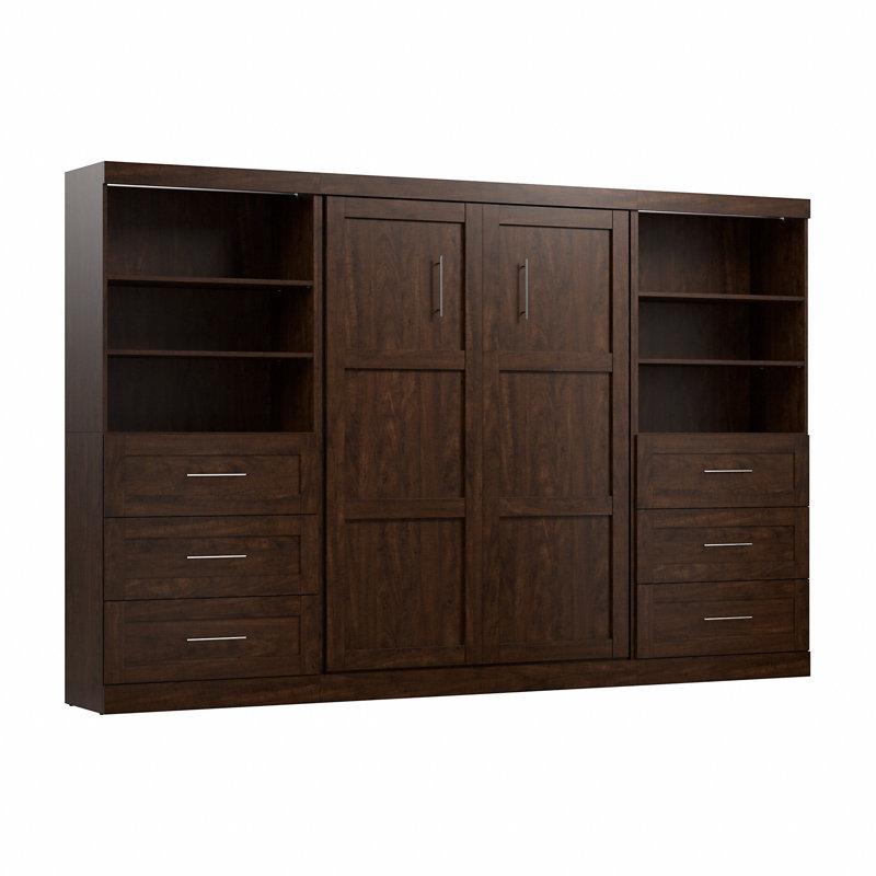 Lit plateforme escamotable avec rangement Arlex, Double, Chocolat