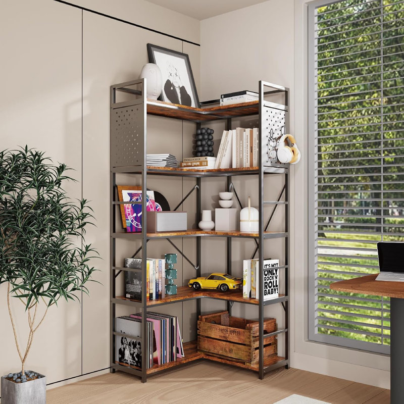 Bibliothèque industrielle 17 étages à 5 niveaux avec bibliothèque en bois et métal