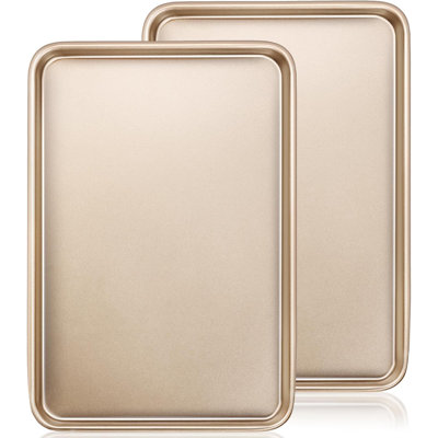 2 Pack 15x10 Inch Nonstick Carbon Steel Baking Sheets, Heavy Duty Commercial Jelly Roll Pans, Oven Cookie Trays, Easy to Clean