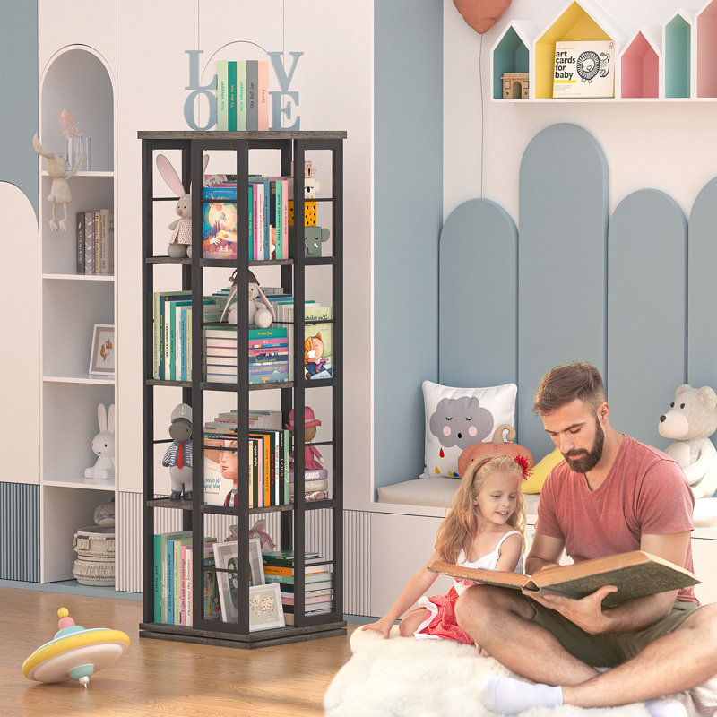 Bibliothèque pivotante l 15,8 "x P 15,8" Fortis, (4 tablettes) H 54 po x l 15,75 po x P 15,75 po, Gris
