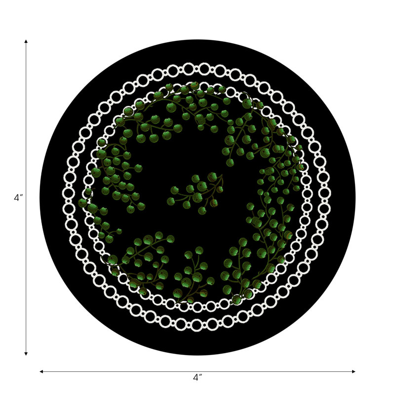 Christmas Berries Red White Vegan Leather Round Coasters, Green Black