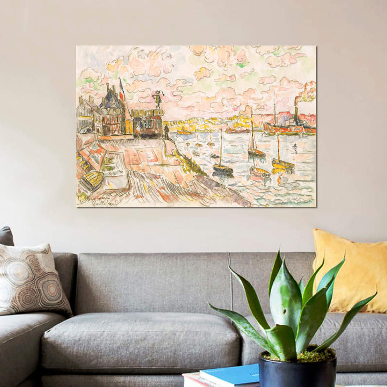 " Quilleboeuf " by Paul Signac, 18" H x 26" W x 1.5" D, No Mat, Wrapped Canvas