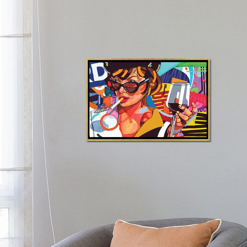 «No smoking» - impression d'art graphique, H 26 po x l 18 po x 1,5 po, Toile encadrée d'or, Pas de tapis