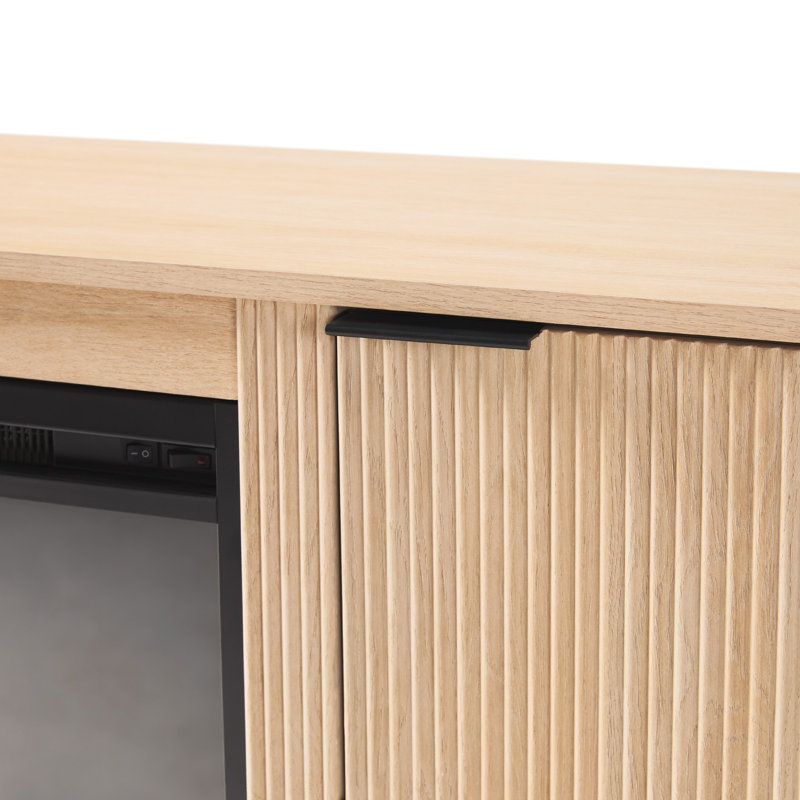 Meuble télé avec cheminée Draged, Chêne côtier, 70"