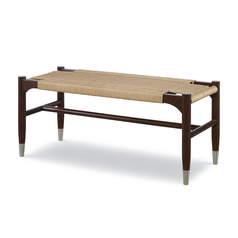 Tristan Wicker and Solid Wood Plaid Bench