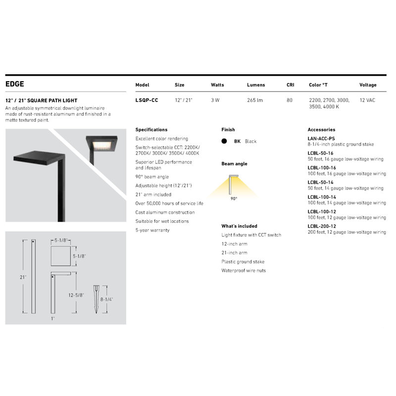 Black Aluminum Low Voltage LED Pathway Light