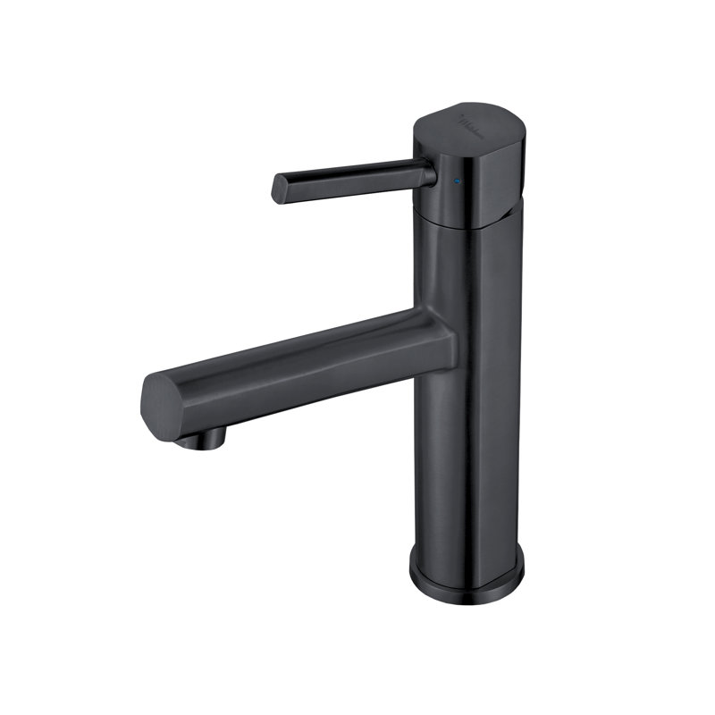 Whitehaus Collection Stainless Steel Single Lever Elevated Bathroom Faucet, Matte Black