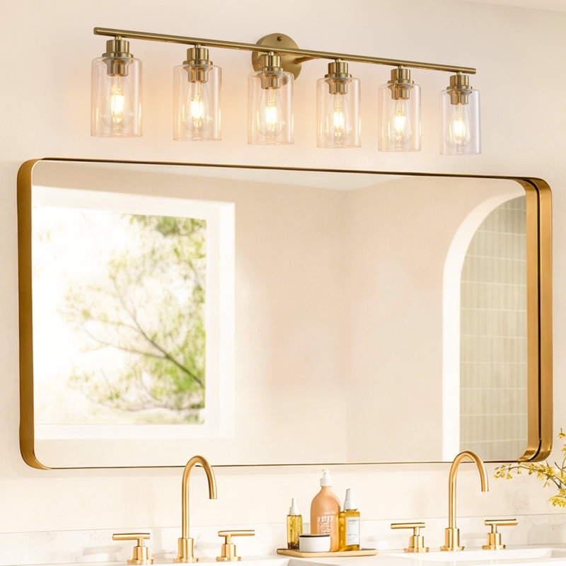 Bathroom Light Fixtures, Gold Modern Vanity Lights With Clear Glass Shade, Bathroom Wall Lamp For Mirror Kitchen Living Room Hallway Cabinet Porch