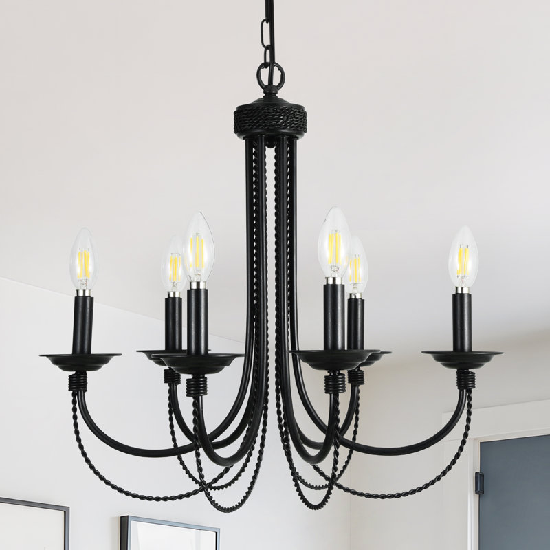 Lustre en fer 6 lumières pour le salon et la cuisine