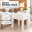 Smart White Glass LED Bedside Table - Wireless Charging & Speaker