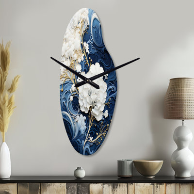 Liquid Ink Spiral III - Curved Shape Large Gold Wall Clock - Unique Shape