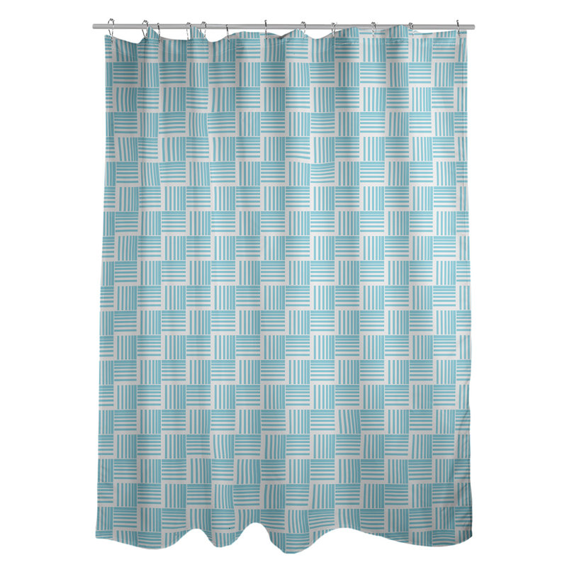 Rideau de douche simple basketweave rayures classic, Bleu sarcelle