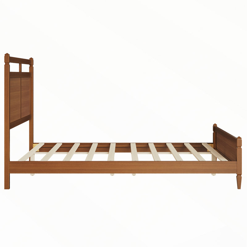 Lit plateforme en bois de style moderne du milieu du siècle avec tête de lit à cadre ouvert, Queen, Walnut