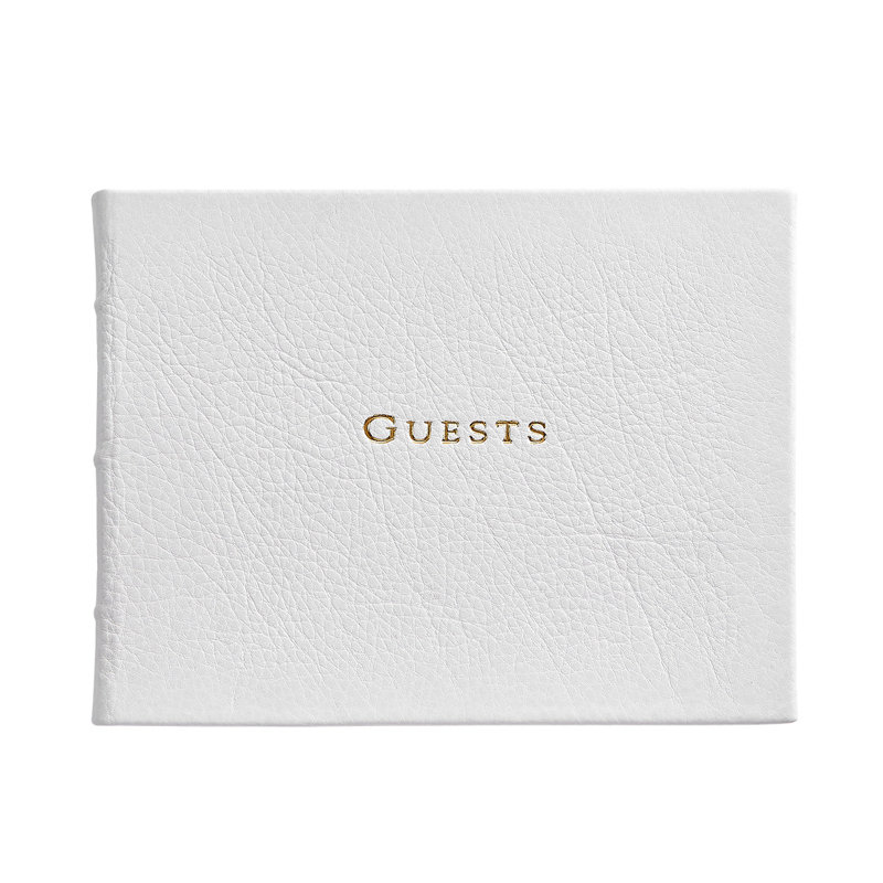 Leather Guest Book, White