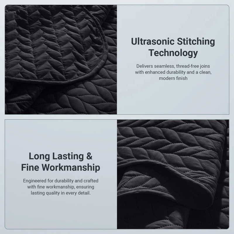 Modern Embossed Microfiber Twin Quilt Set, Black