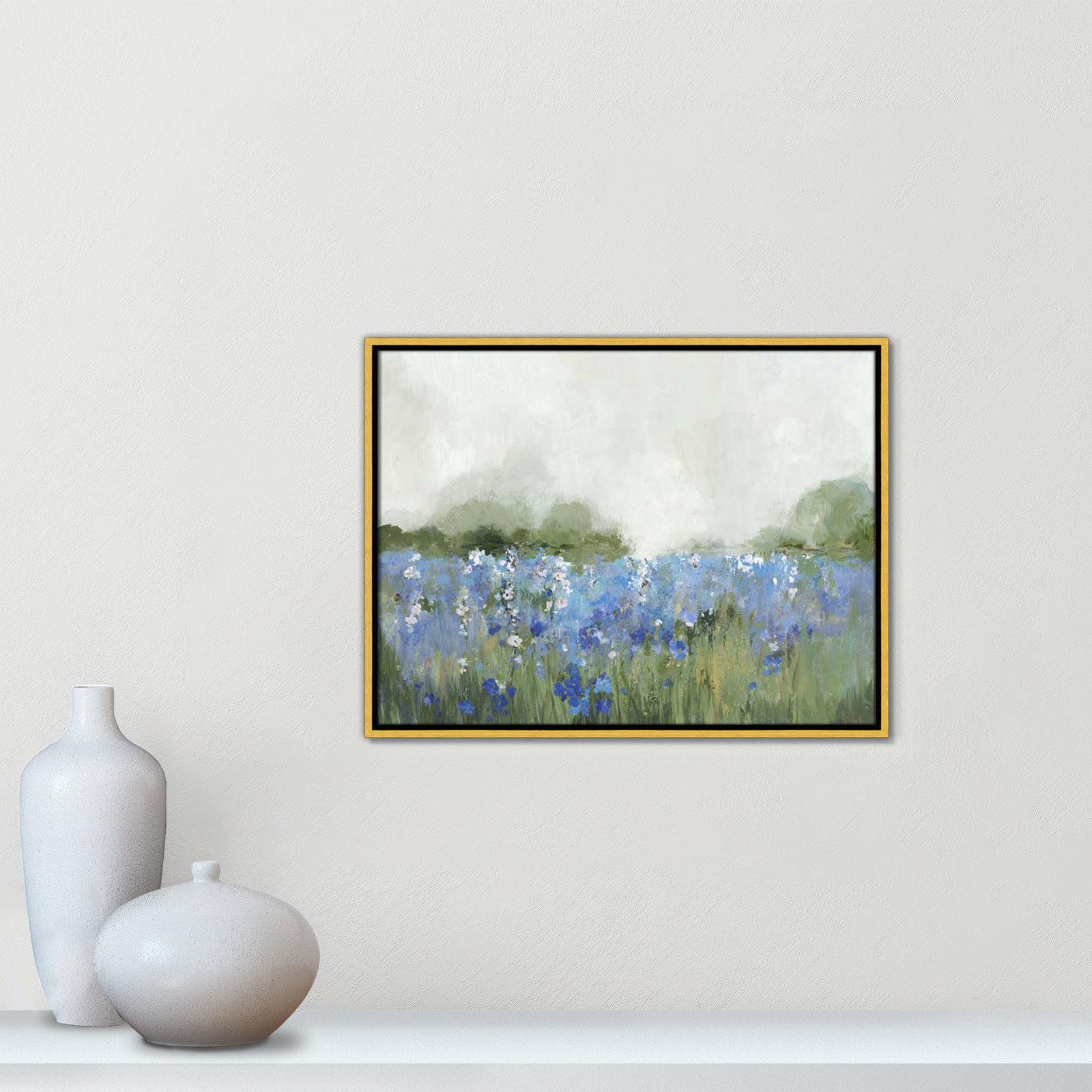 Meadows Bluebells Field by Allison Pearce, 19.5" H x 25.5" W x 2" D, Gold Framed