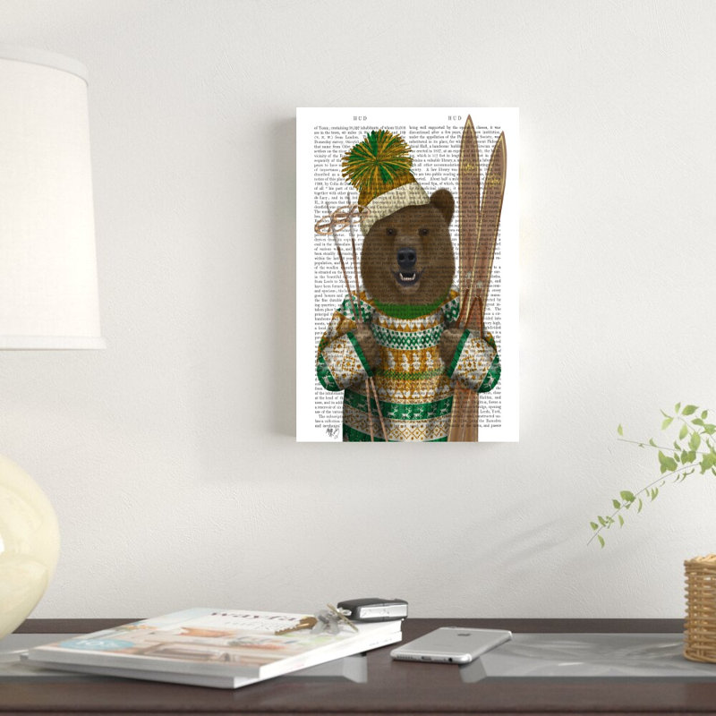 Ours en chandail de Noël par Fab Funky - impression sur toile tendue, H 12 po x l 8 po
