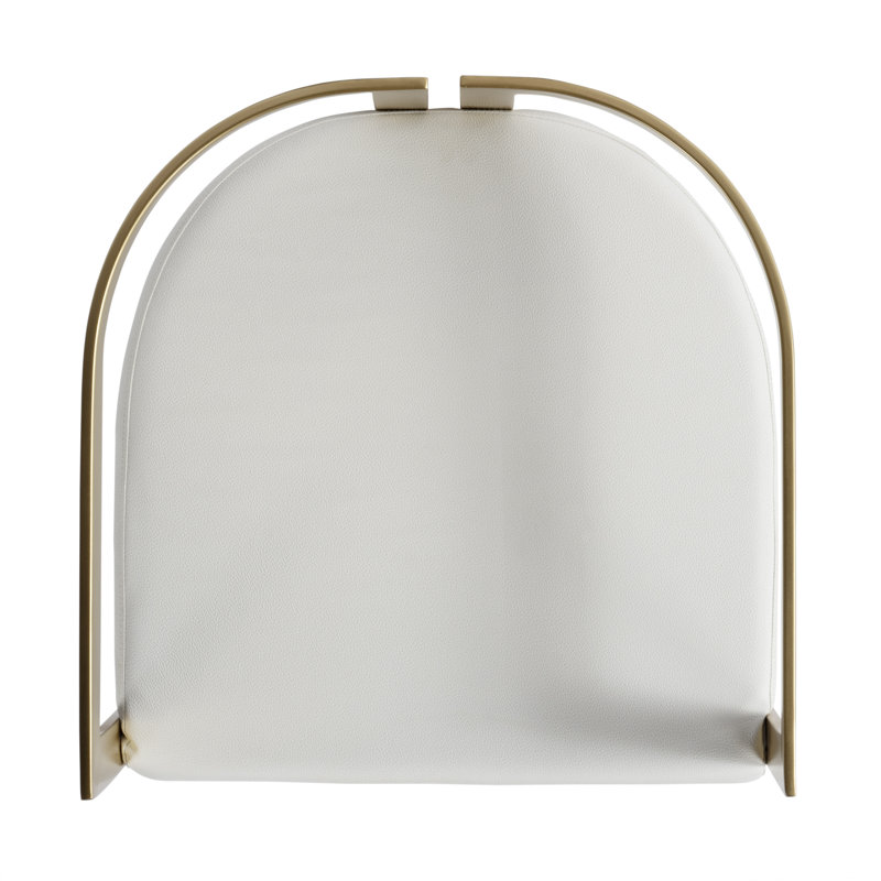 Butler Bravo Faux Leather Counter Stool, Gold, Bar Stool (28.5” Seat Height), White