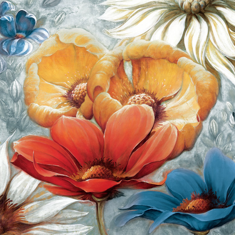 Bright New Floral II - Wrapped Canvas Print, 91cm H x 91cm W