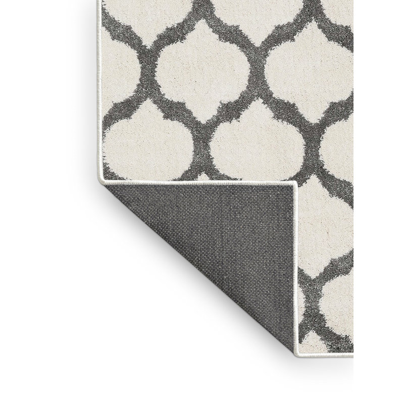 Tapis gris/zone blanche contemporaine, Rectangle 5 pi x 8 pi
