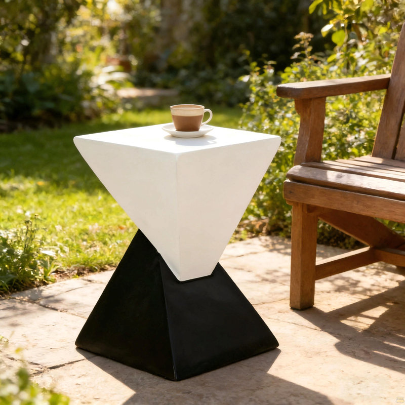 Table d'appoint moderne à deux tons MGO, Blanc