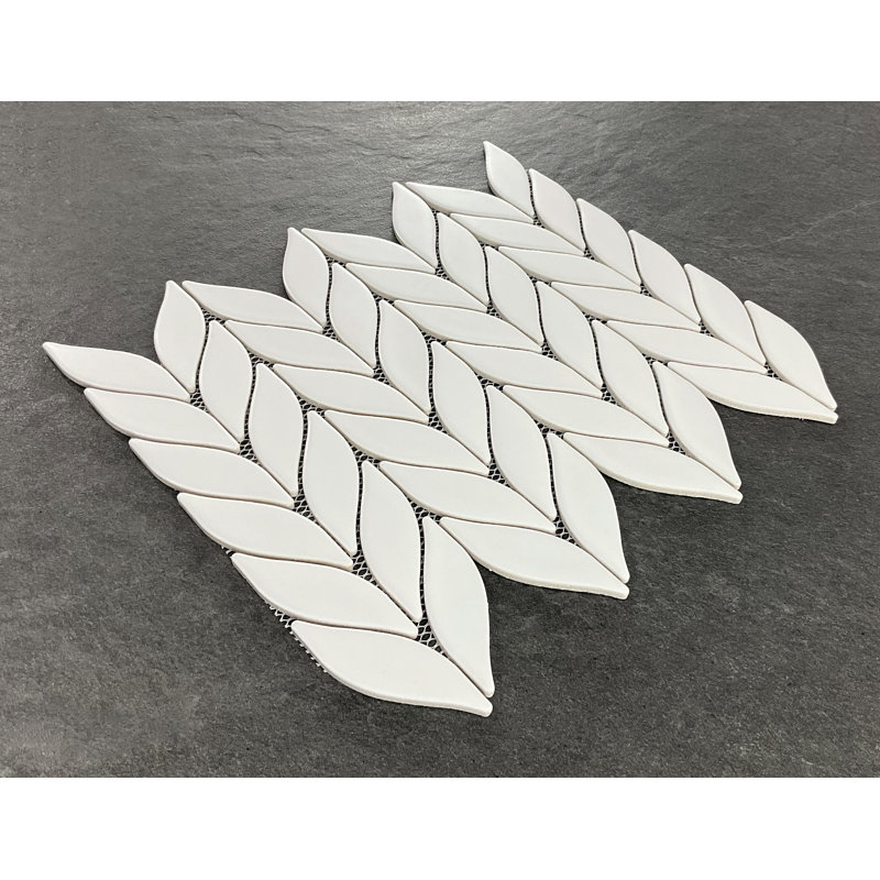 1.06" x 4" Petal/Leaf Matte Porcelain Mosaic Wall & Floor Tile