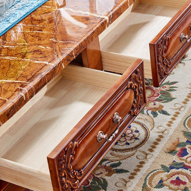 Walnut-colored marble coffee table