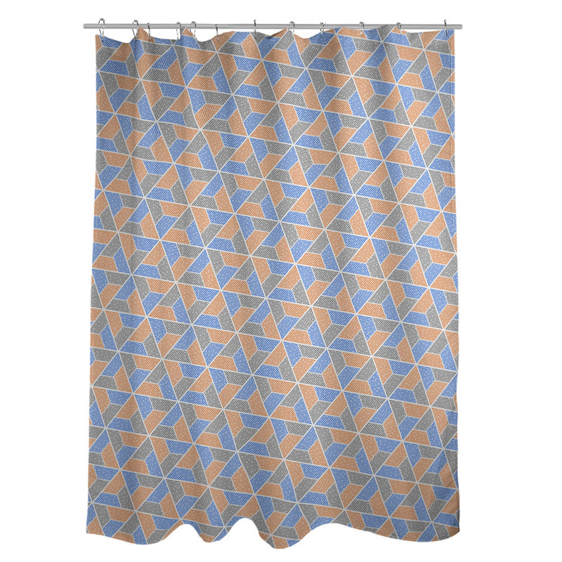 Rideau simple à deux trapézoïdes, Bleu / Orange / Gris