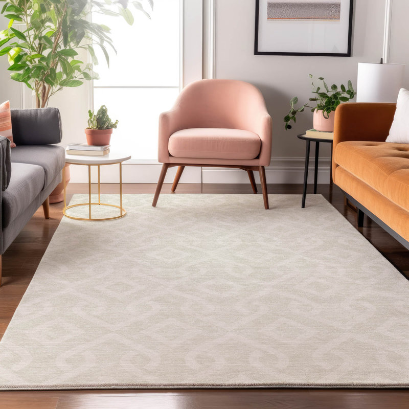 Tapis ivoire Cerrito lavable à la machine de qualité supérieure, Rectangle 9 pi x 12 pi