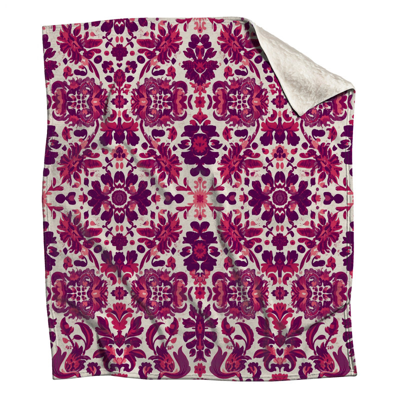 Couvertures roses à motif damassé, 50 po L x 60 po H