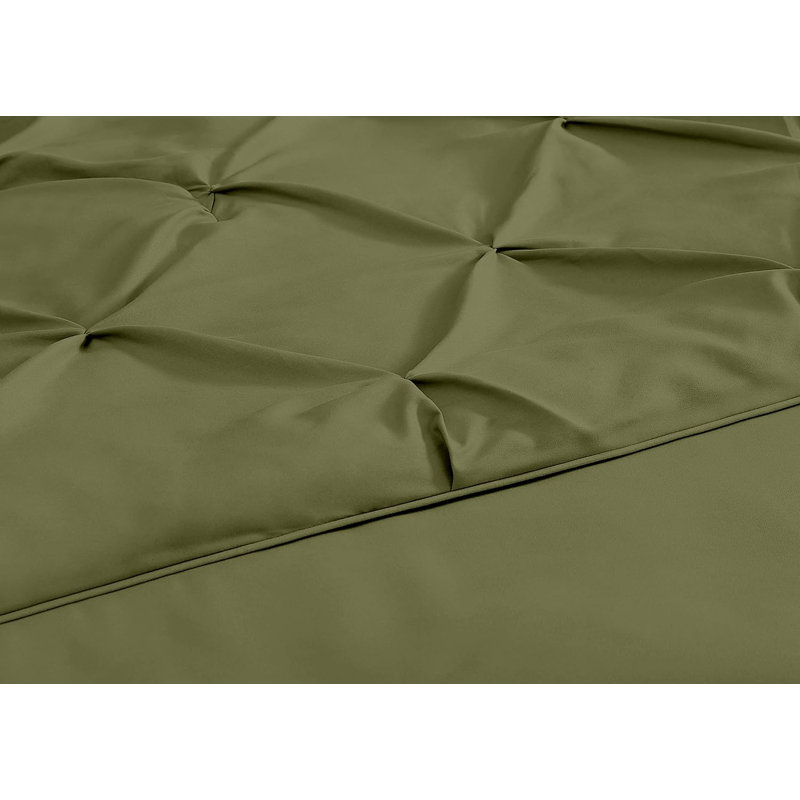 Berlin Pintuck Microfiber 3-Piece Comforter Set, Queen Comforter + 2 Standard Shams, Olive