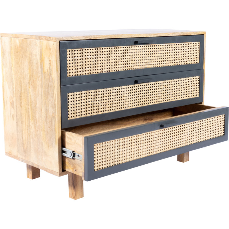 Ashton 3 Drawer Accent Chest, Brown/Dark Gray