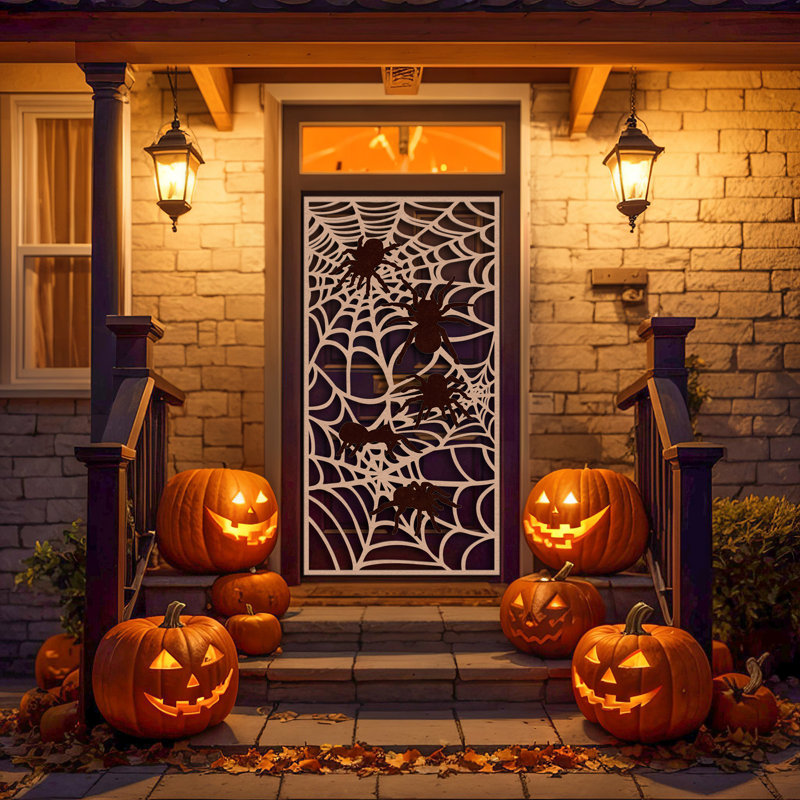 Couvre-porte d'Halloween en toile d'araignée