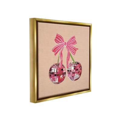 «Cherries With Pink Bow Floater Frame» par Amelia Noyes sur