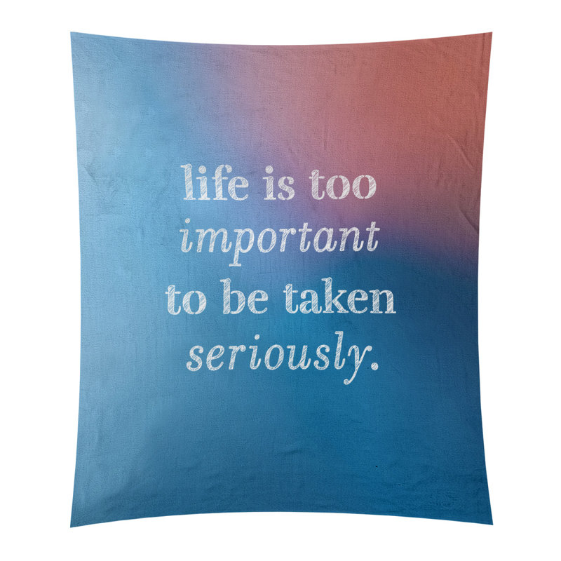 Tapisserie de levity et citation en polyester, H 80 po x l 68 po, Bleu / Rose