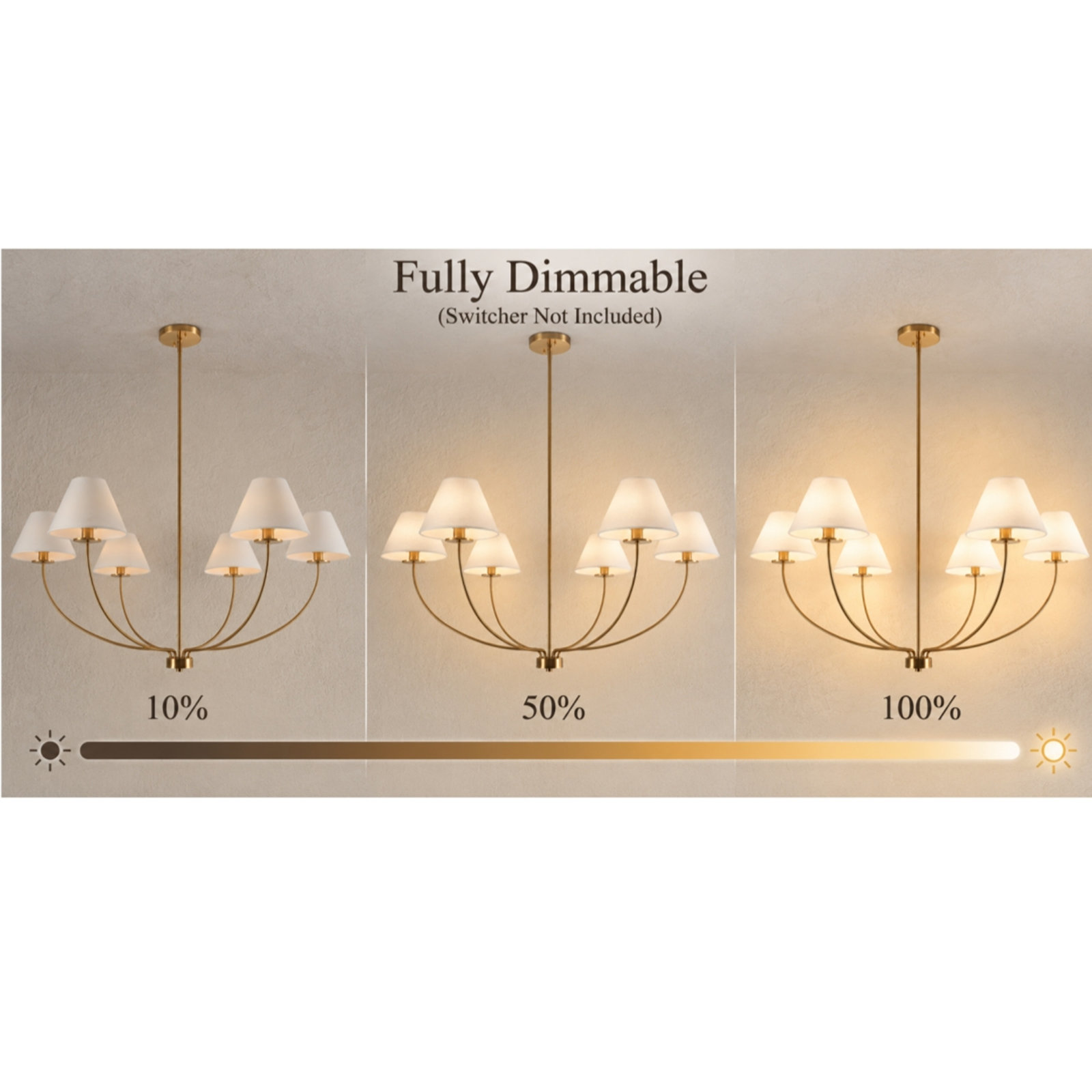 Roverta 6-Light Dimmable Chandelier, Brass