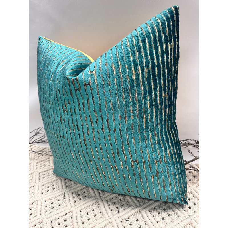 Abstract Silver Square Cushion Cover, Teal