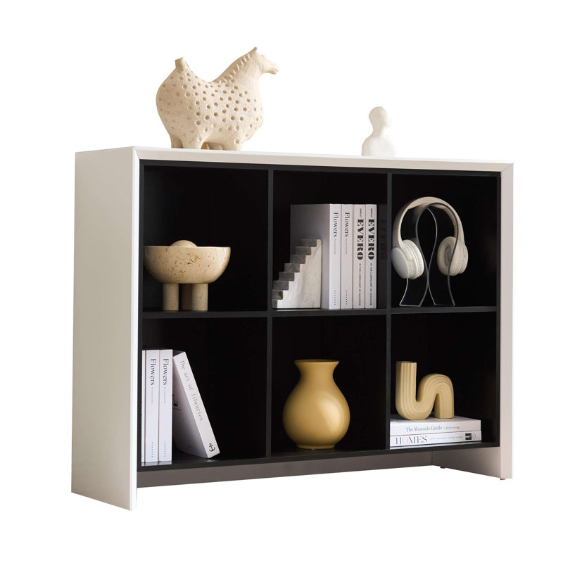 Bibliothèque à 6 tablettes - Organisateur de rangement en bois, design rectangulaire contemporain pour le salon, la chambre à coucher ou le bureau personnel