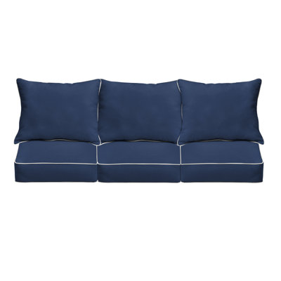 Sunbrella Outdoor Solid Deep Seating Sofa Pillow and Cushion Set