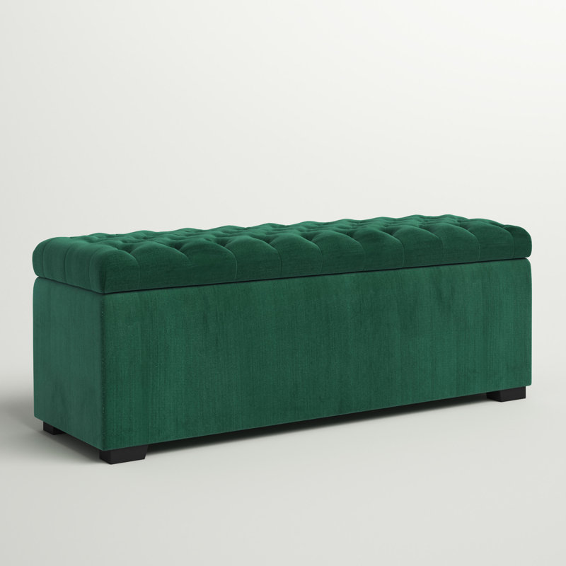 Kranz Polyester Blend Upholstered Storage Bench, Teal Basketweave