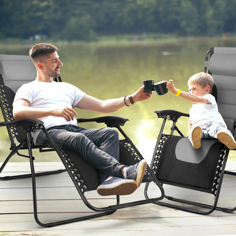 Burget 75cm Long Reclining Zero Gravity, Gray/Black