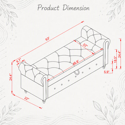 Banc de lit en tissu bleu marine