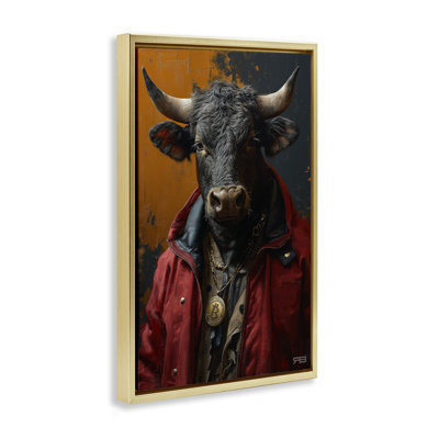 Street Style Cattle Framed Floater Canvas by Roozbeh Bahramali
