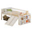 Bed Frame With Storage Shelf, Wooden Bed With Slide And Ladder, Guardrail-376879388