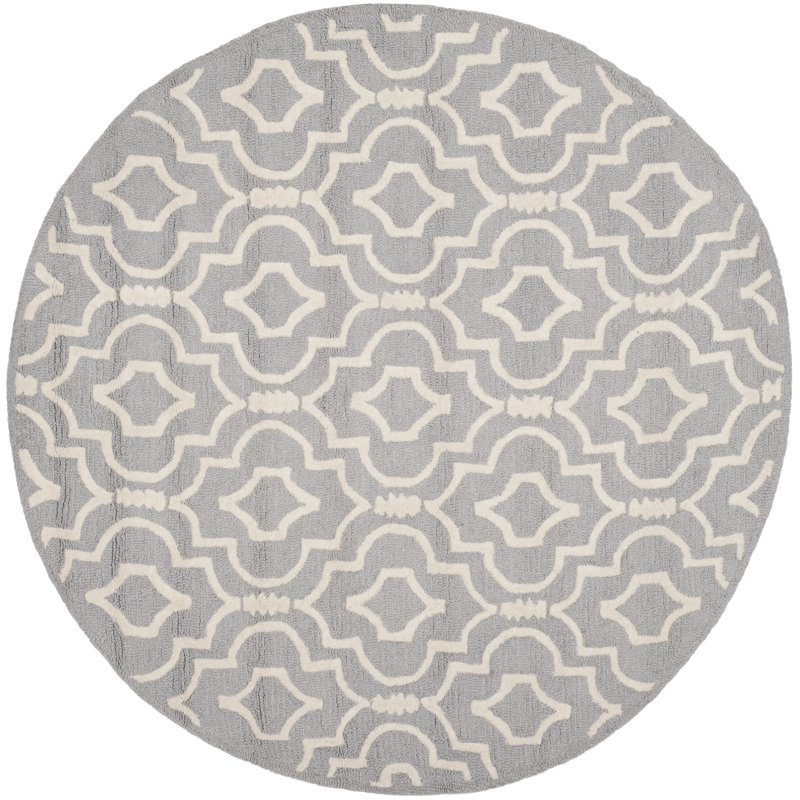Cannen Hand Tufted Wool Geometric Rug, Round 6'