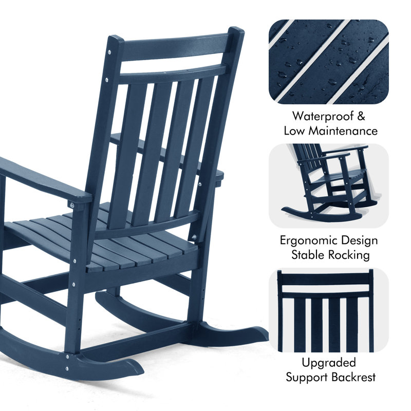 Lark Manor™ Hdpe Outdoor Rocking Chair With High Back And Wide Seat ...